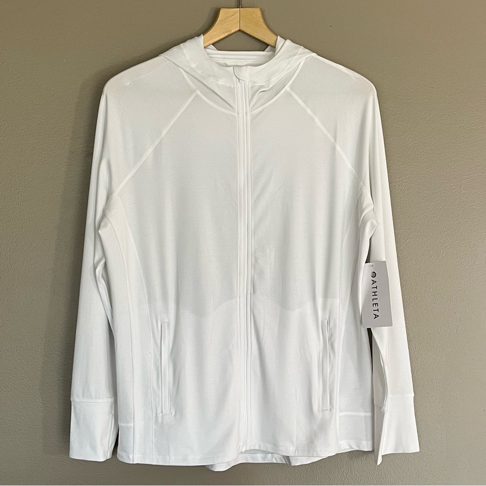 Athleta White PACIFICA ILLUME UPF RELAXED Full-Zip Hooded Jacket Size 1X NWT